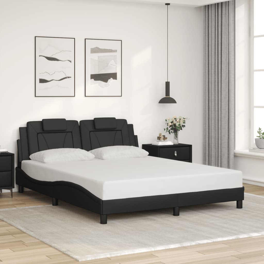 vidaXL Posteľný rám s čelom čierny 160x200 cm umelá koža