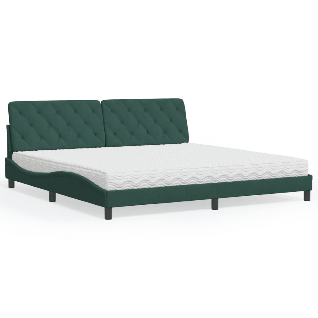 vidaXL Posteľný rám boxsping s matracom tmavozelený 200x200 cm zamat