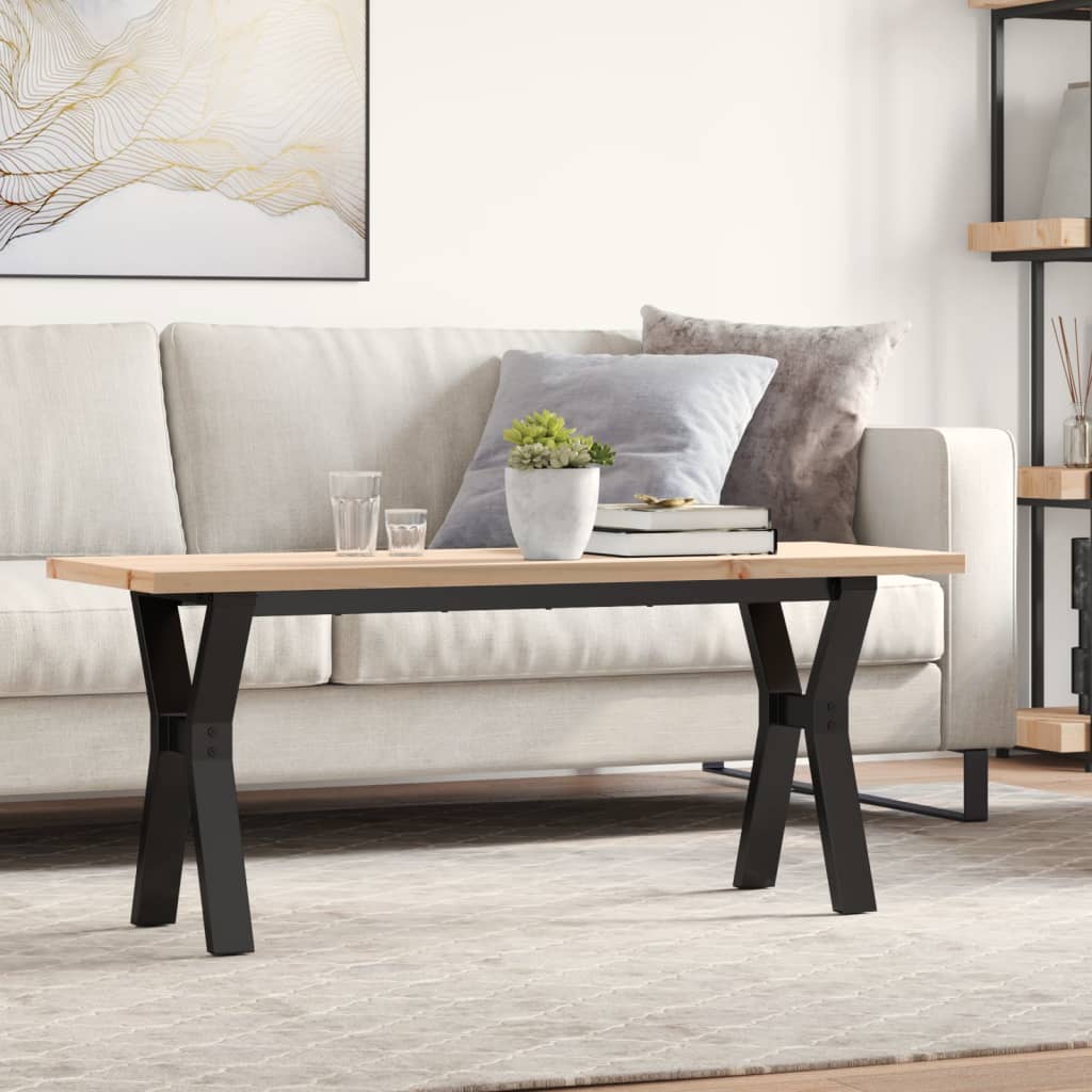 vidaXL Konferenčný stolík v tvare Y 110x40x45,5 cm borovica a oceľ