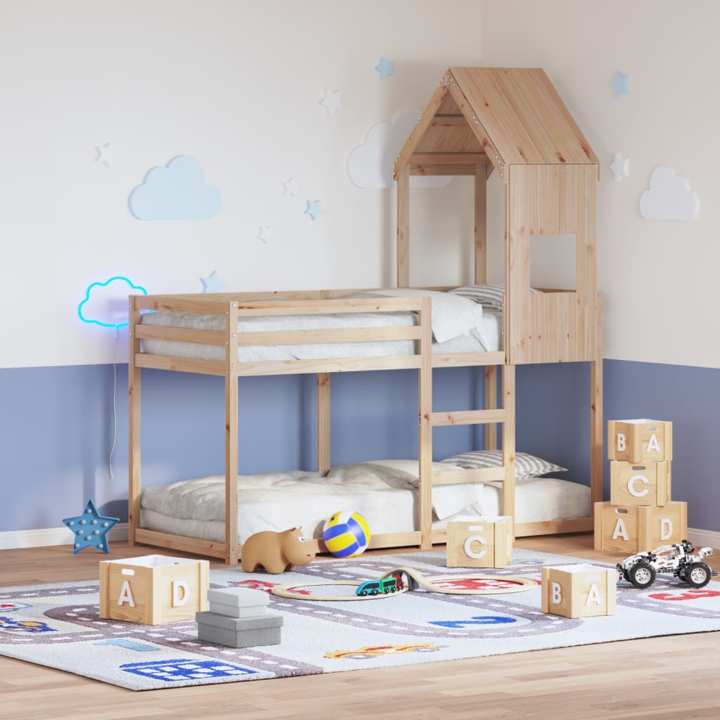 vidaXL Poschodová posteľ bez matraca 90x190 cm masívna borovica