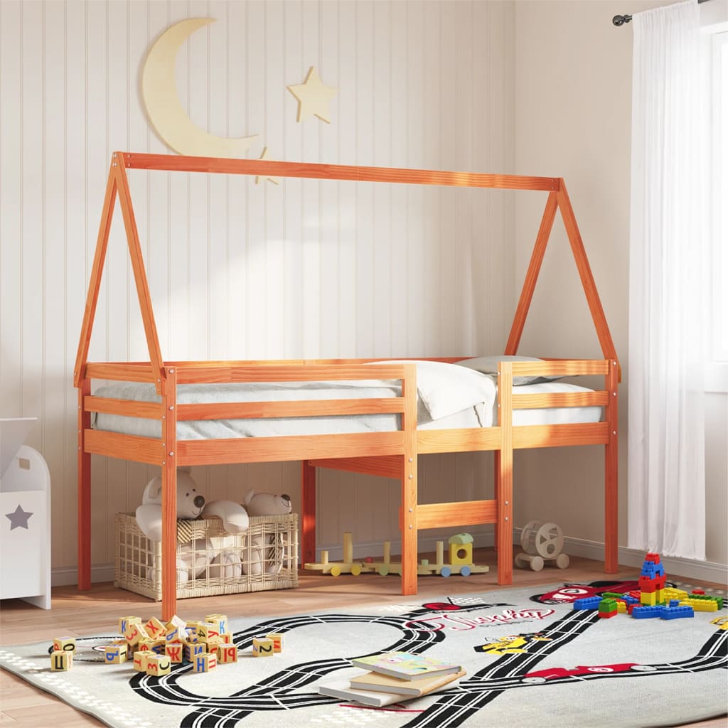 vidaXL Vysoká posteľ so strechou voskovo hnedá 80x200cm borovic. masív