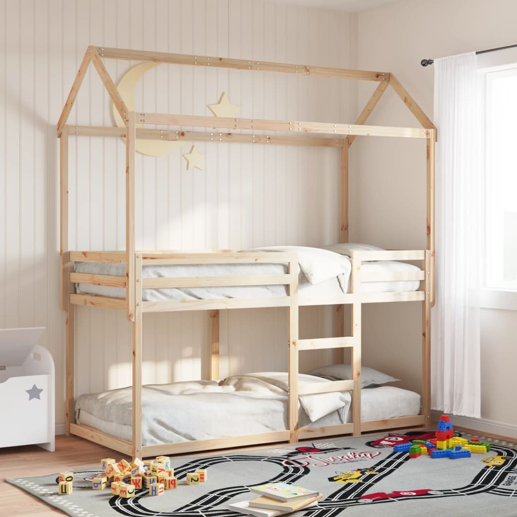 vidaXL Poschodová posteľ bez matraca 90x190 cm masívna borovica