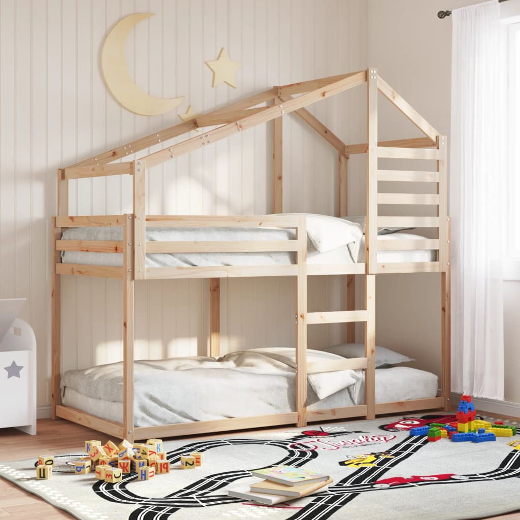 vidaXL Poschodová posteľ bez matraca 90x200 cm masívna borovica