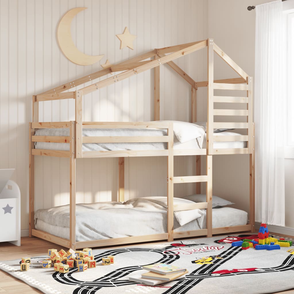 vidaXL Poschodová posteľ so strieškou 75x190 cm borovicový masív