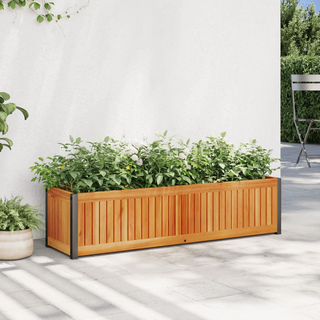 vidaXL Záhradný kvetináč 110x30x27,5 cm masívna akácia a oceľ