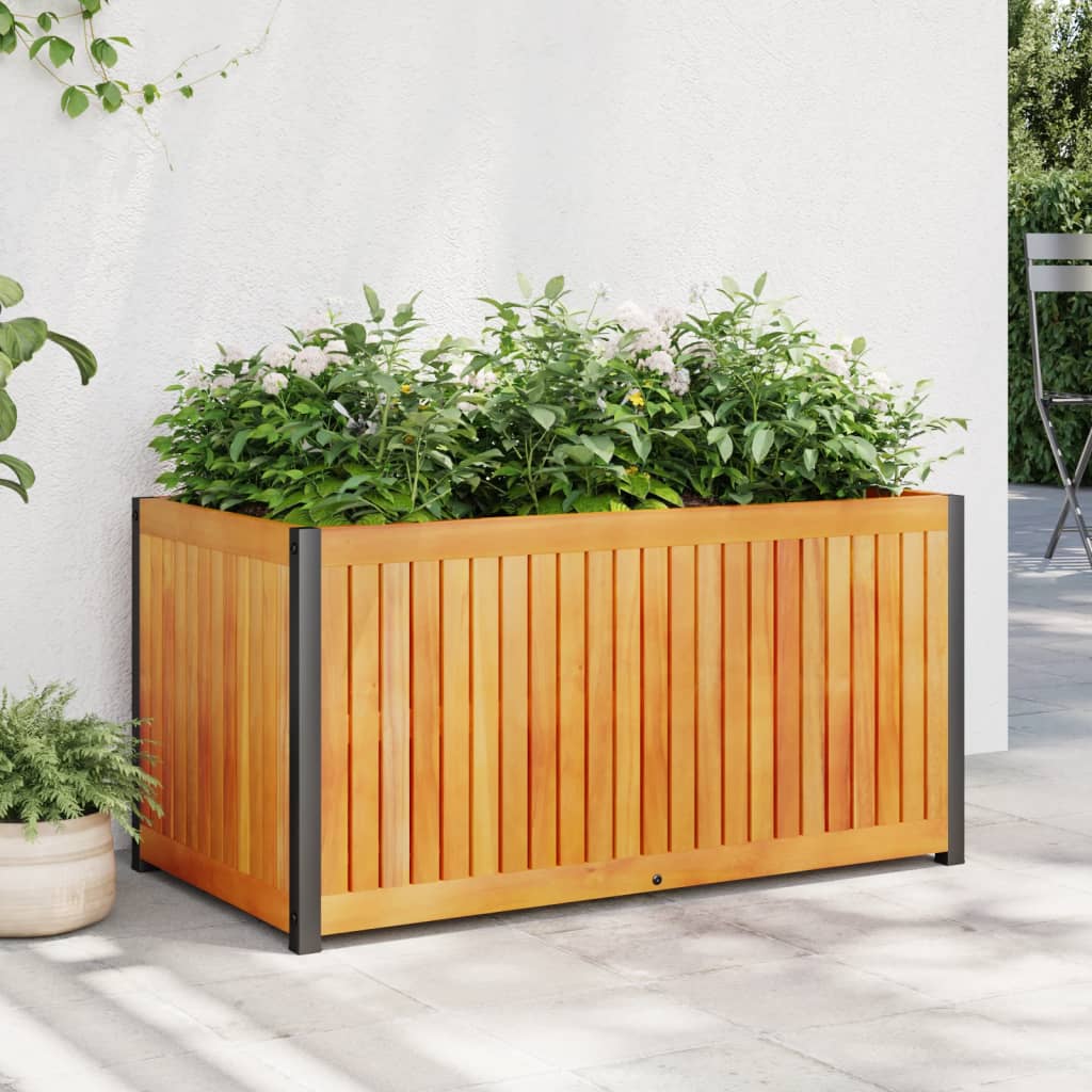 vidaXL Záhradný kvetináč 85x45x44 cm masívna akácia a oceľ