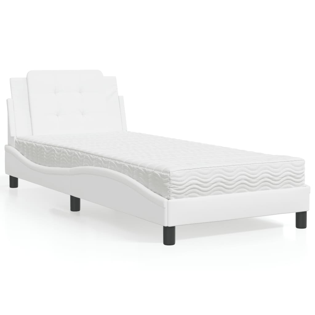 vidaXL Posteľ s matracom biela 80x200 cm umelá koža