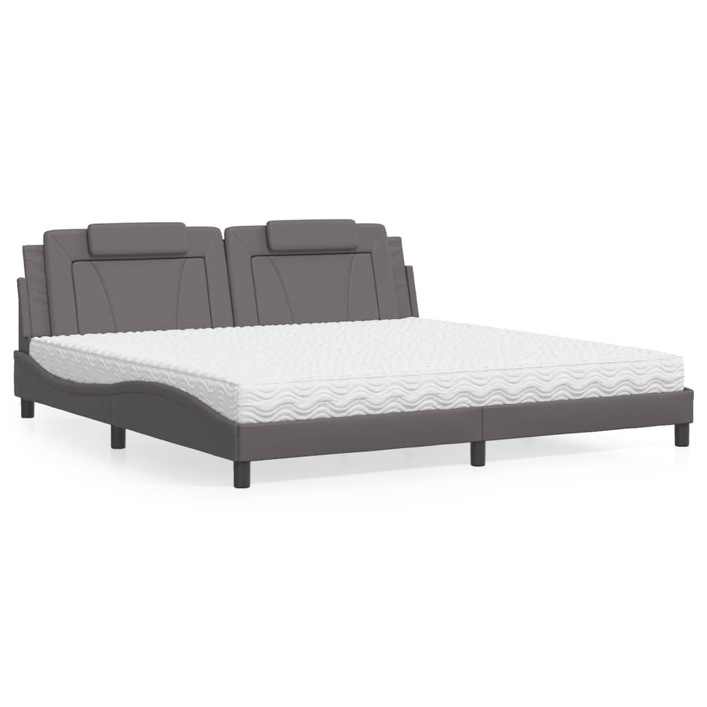 vidaXL Posteľ s matracom sivá 200x200 cm umelá koža