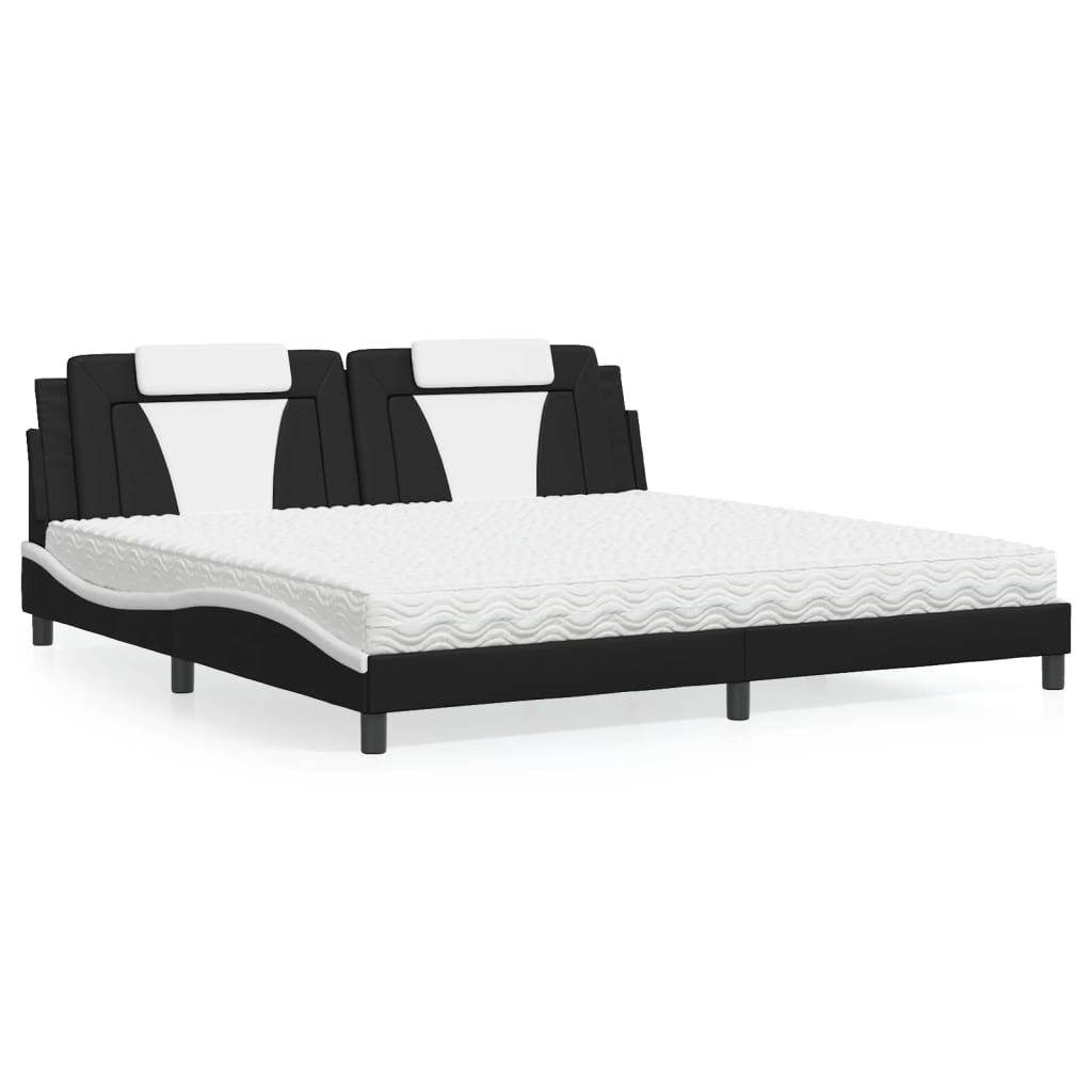 vidaXL Posteľ s matracom čierno-biela 200x200 cm umelá koža