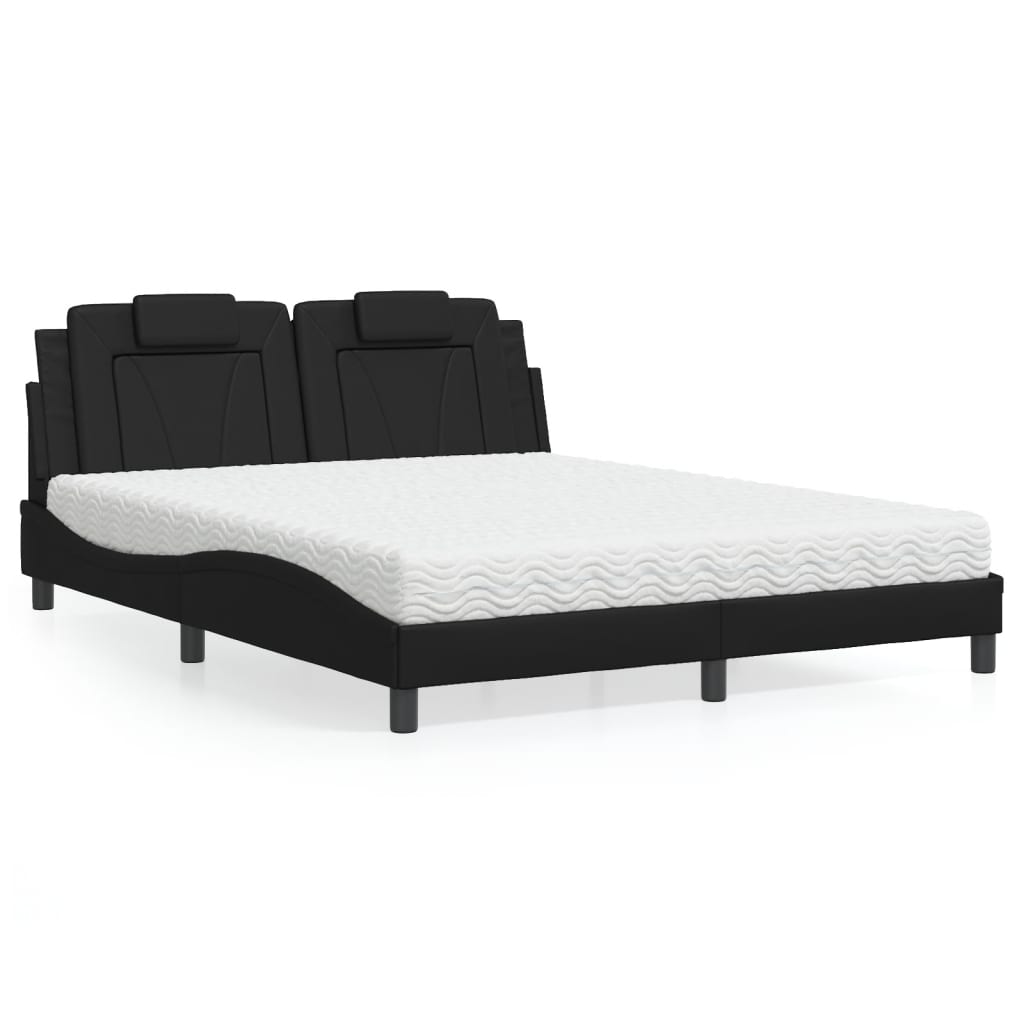 vidaXL Posteľ s matracom čierna 160x200 cm umelá koža