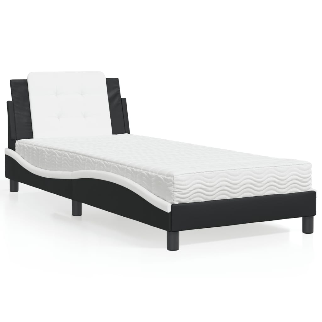 vidaXL Posteľ s matracom čierno-biela 80x200 cm umelá koža