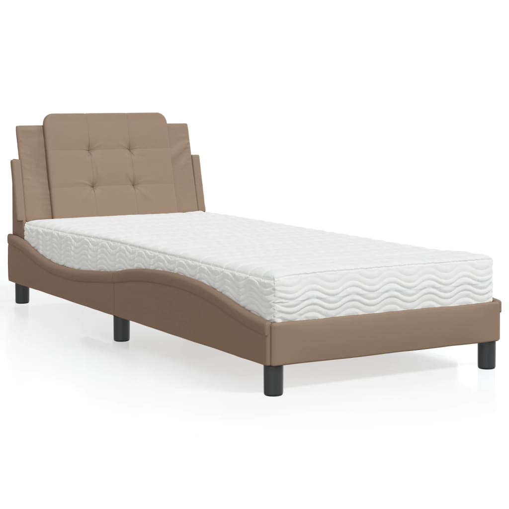 vidaXL Posteľ s matracom kapučínová 80x200 cm umelá koža