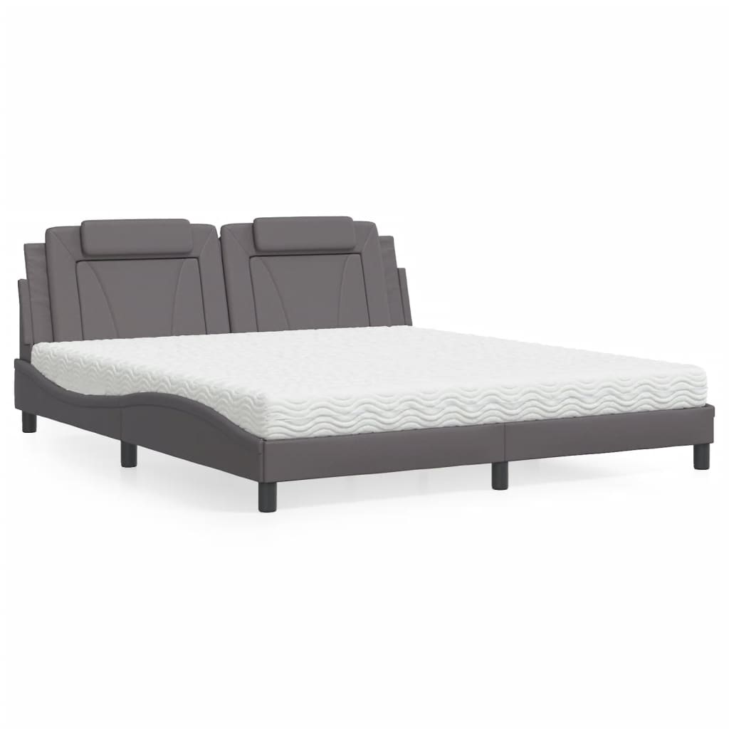 vidaXL Posteľ s matracom sivá 180x200 cm umelá koža
