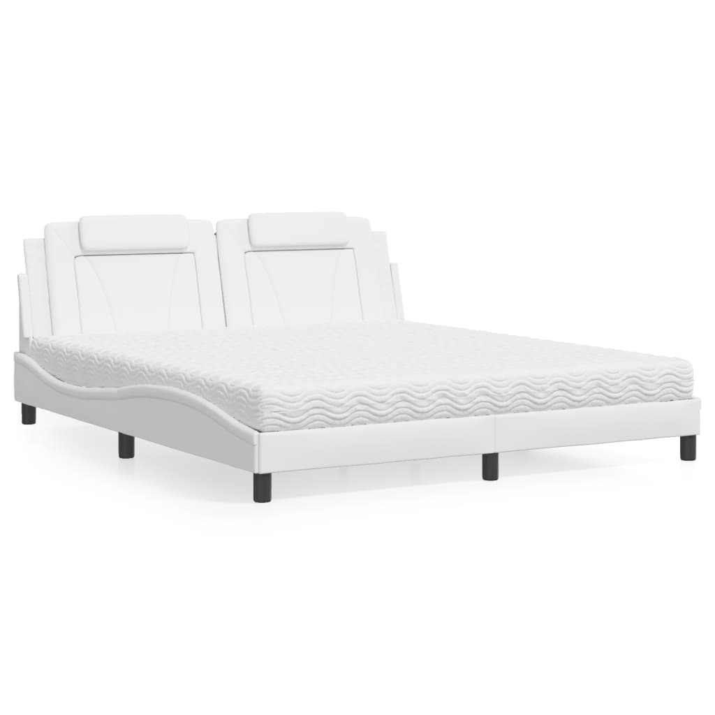 vidaXL Posteľ s matracom biela 180x200 cm umelá koža