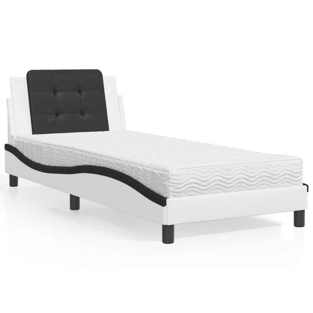 vidaXL Posteľ s matracom bielo-čierna 80x200 cm umelá koža