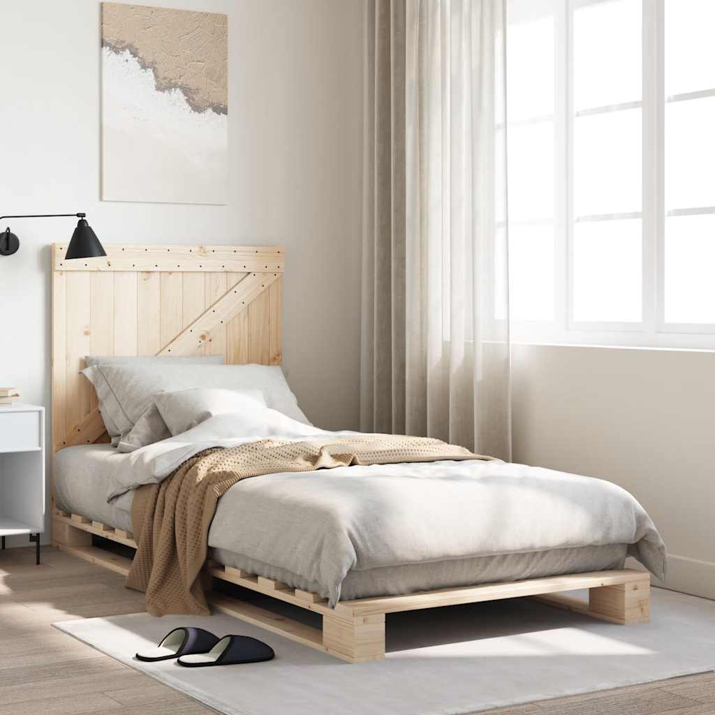 vidaXL Posteľný rám s čelom 90x200 cm masívna borovica