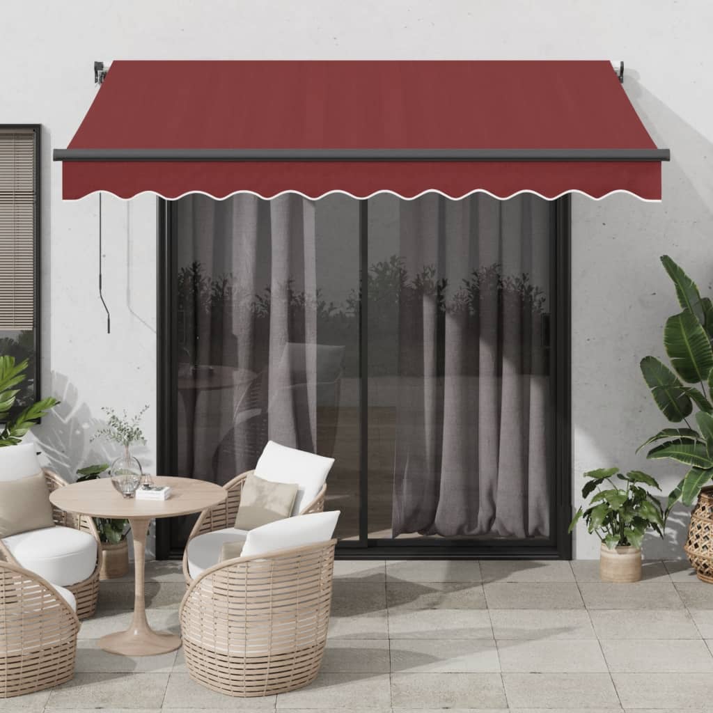 vidaXL Automaticky zaťahovacia markíza burgundská 350x250 cm