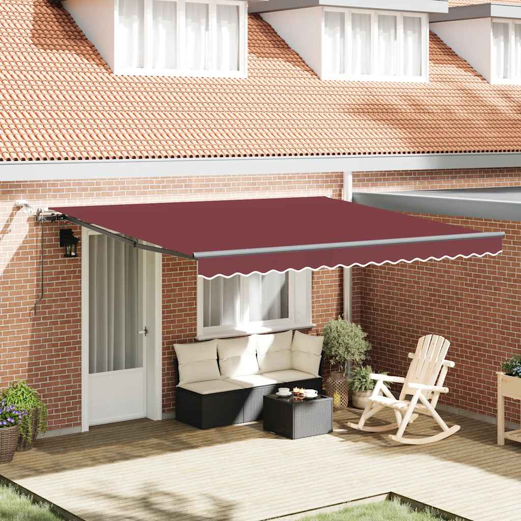 vidaXL Automaticky zaťahovacia markíza s LED burgundská 400x300 cm