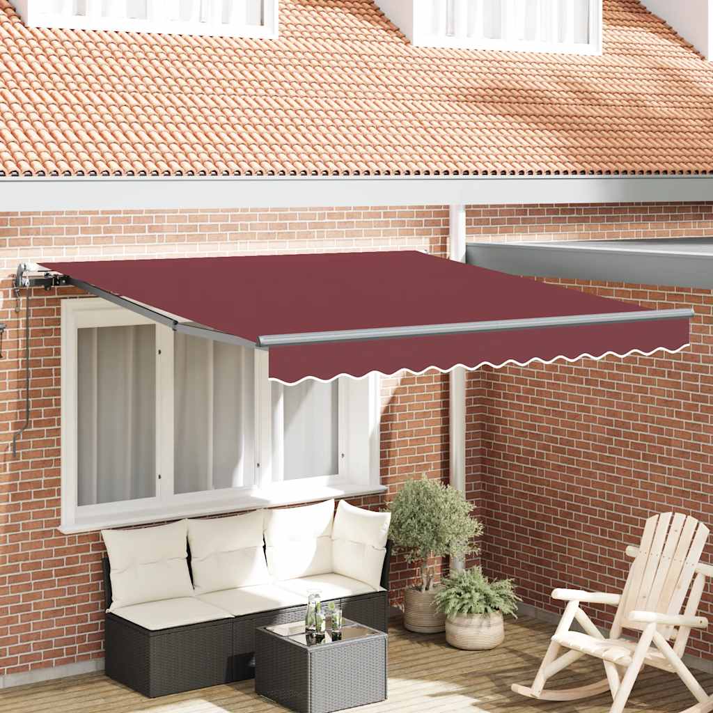 vidaXL Automaticky zaťahovacia markíza burgundská 300x250 cm