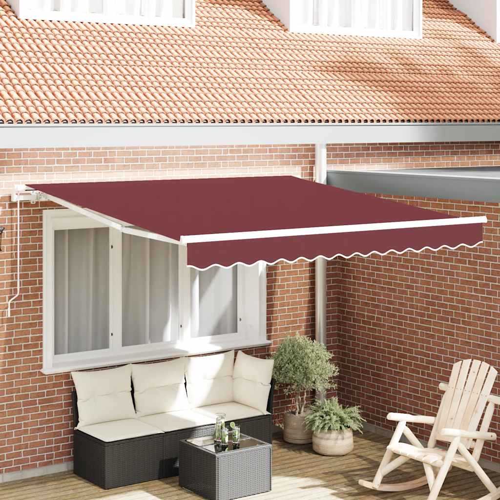 vidaXL Ručne zaťahovacia markíza vínová 300x250 cm