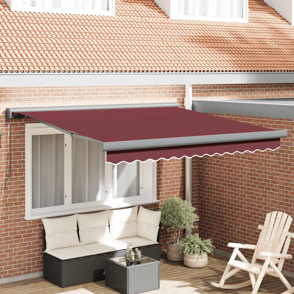 vidaXL Ručne zaťahovacia markíza vínová 300x250 cm