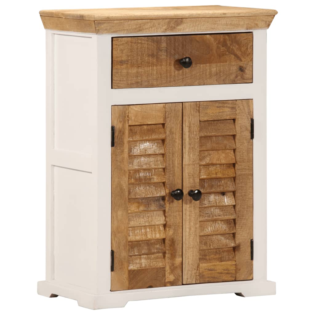 vidaXL Komoda bielo-hnedá 55x30x73 cm masívne surové mango