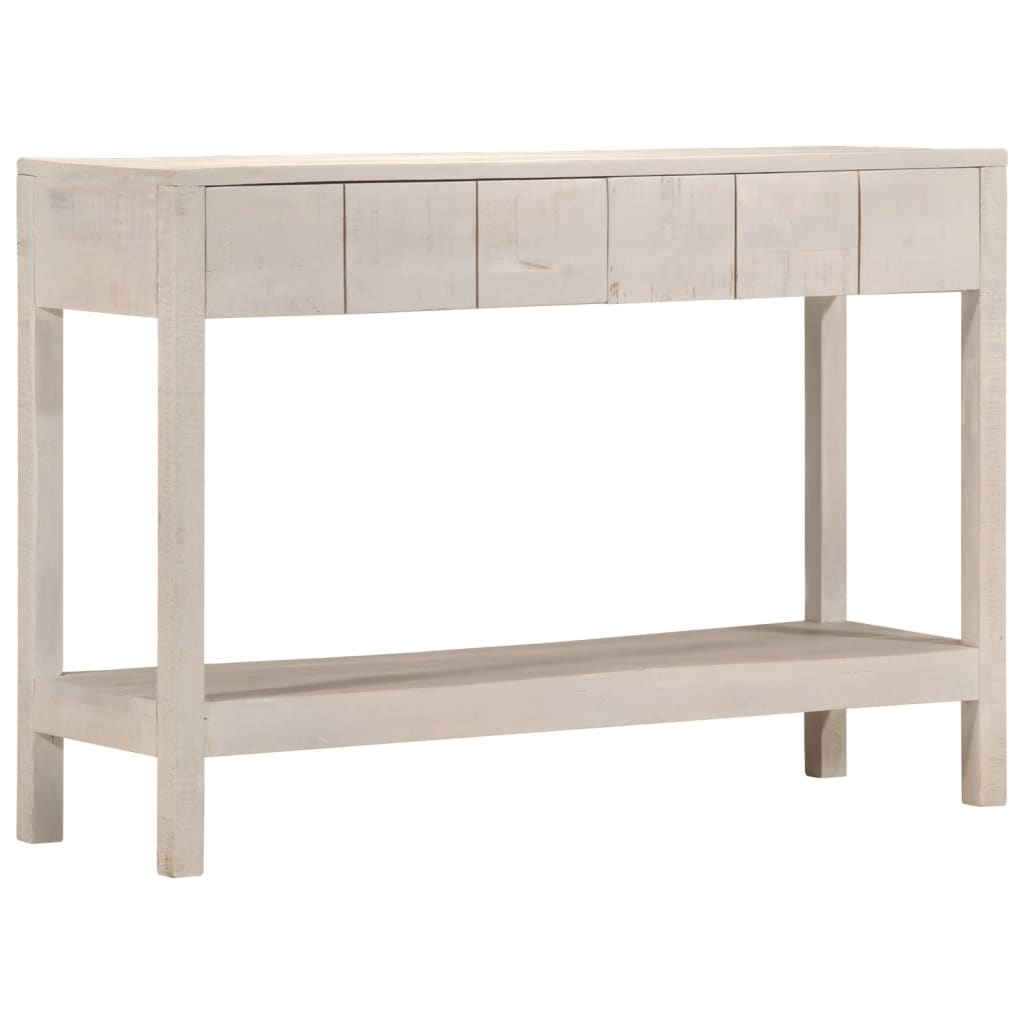 vidaXL Konzolový stolík biely 110x35x75 cm mangovníkový masív