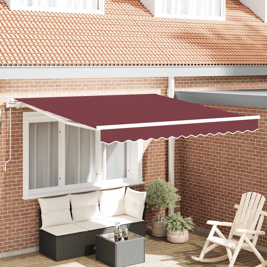 vidaXL Automaticky zaťahovacia markíza burgundská 300x250 cm