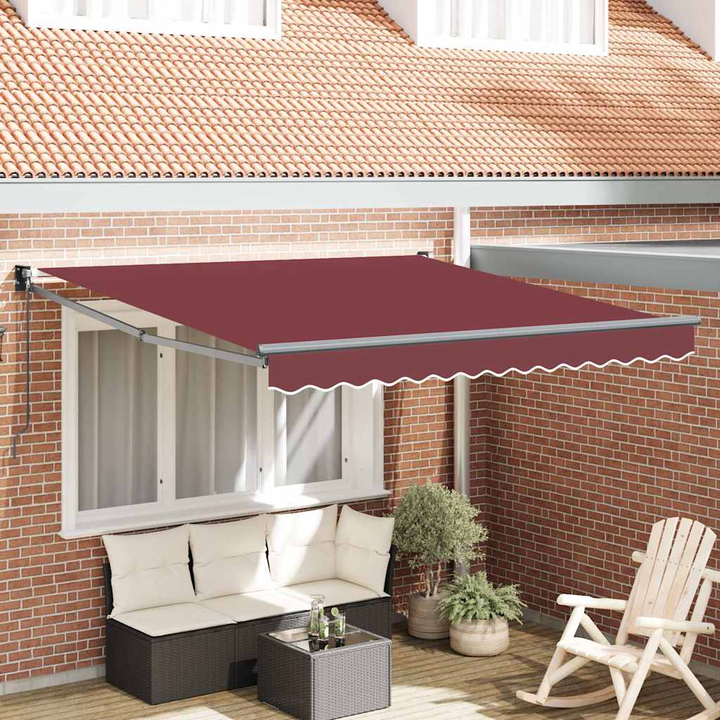 vidaXL Ručne zaťahovacia markíza vínová 300x250 cm