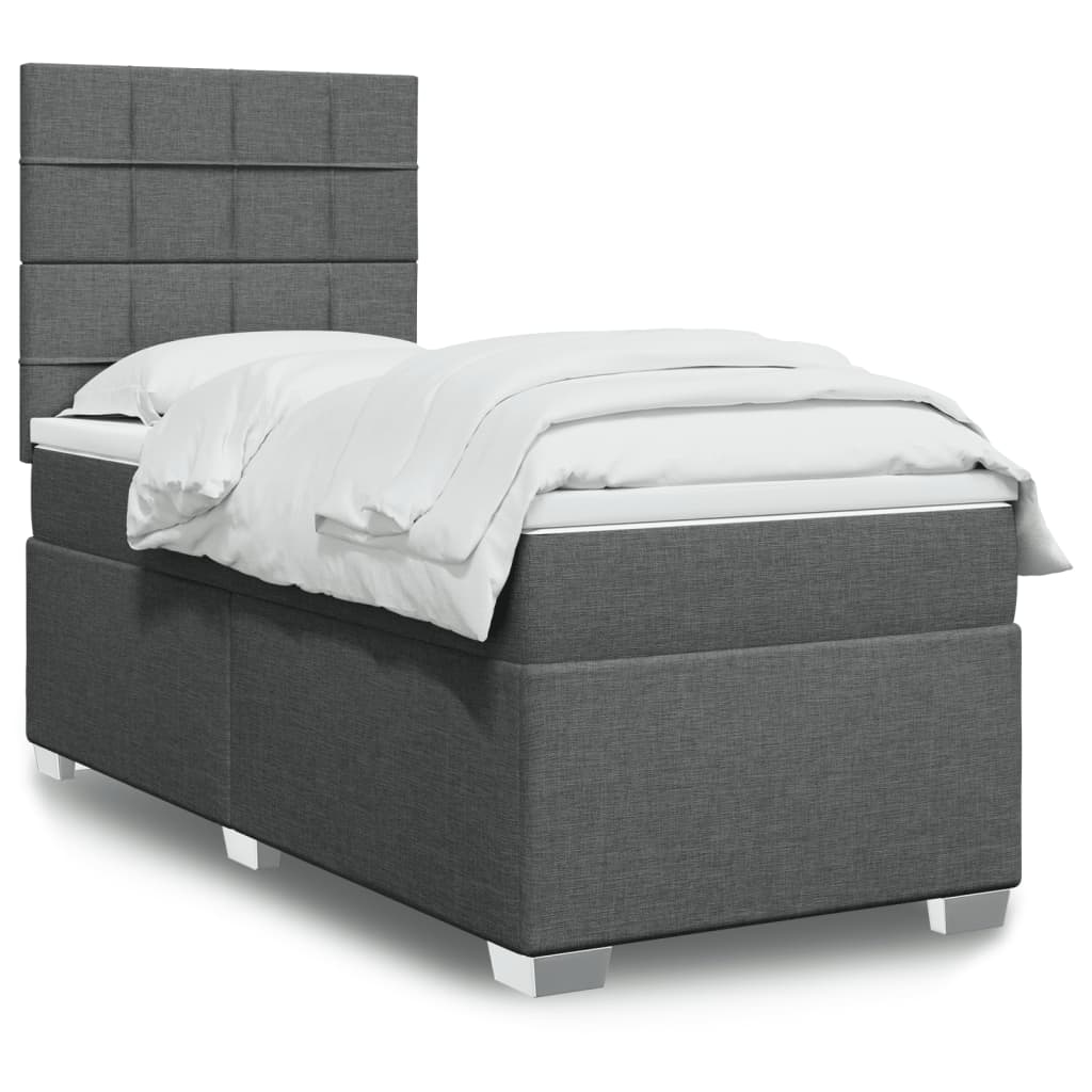 vidaXL Posteľný rám boxsping s matracom tmavosivý 80x200 cm látka