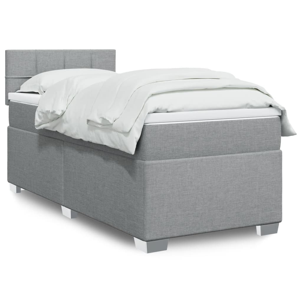 vidaXL Posteľný rám boxsping s matracom bledosivý 80x200 cm látka