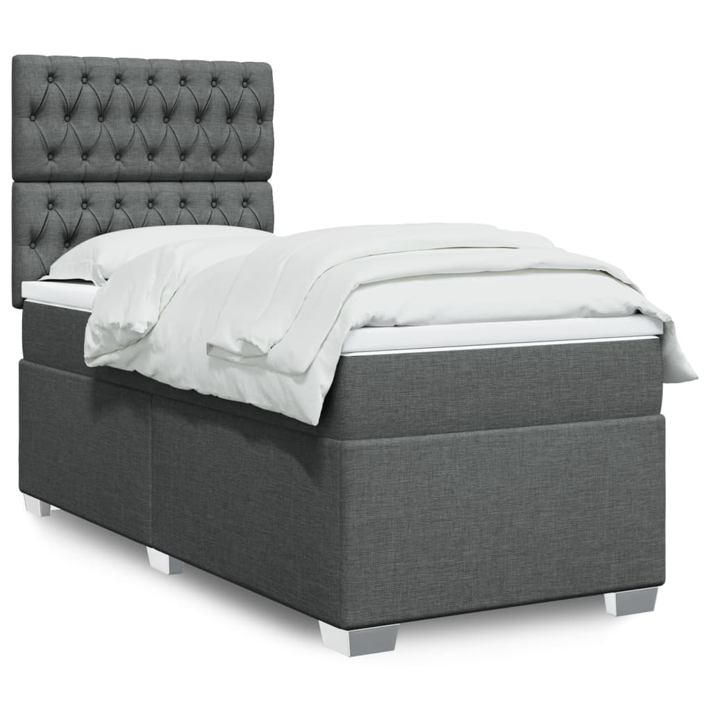 vidaXL Posteľný rám boxsping s matracom tmavosivý 80x200 cm látka
