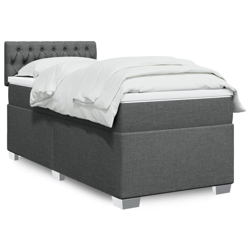 vidaXL Posteľný rám boxsping s matracom tmavosivý 80x200 cm látka