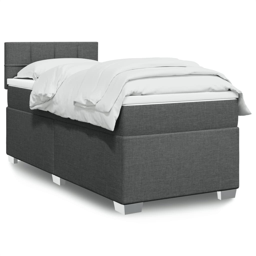 vidaXL Posteľný rám boxsping s matracom tmavosivý 80x200 cm látka