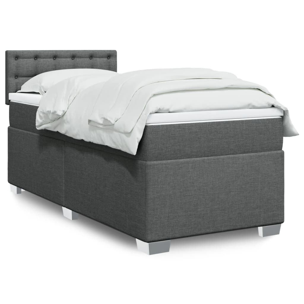 vidaXL Posteľný rám boxsping s matracom tmavosivý 80x200 cm látka