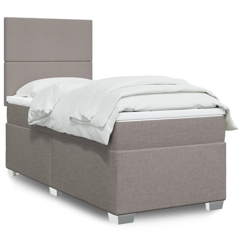 vidaXL Posteľný rám boxsping s matracom sivohnedý 90x200 cm látka