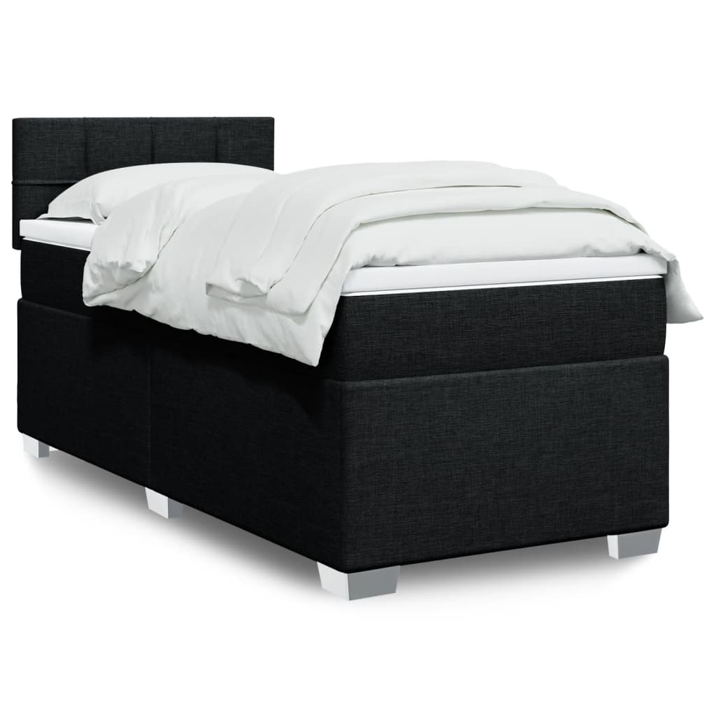vidaXL Posteľný rám boxspring s matracom čierny 90x190 cm látka