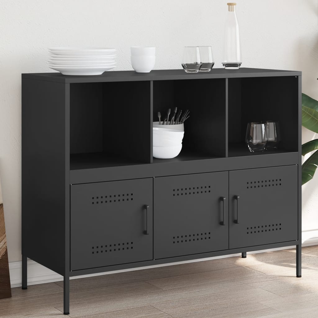 vidaXL Komoda čierna 100,5x39x79 cm oceľ