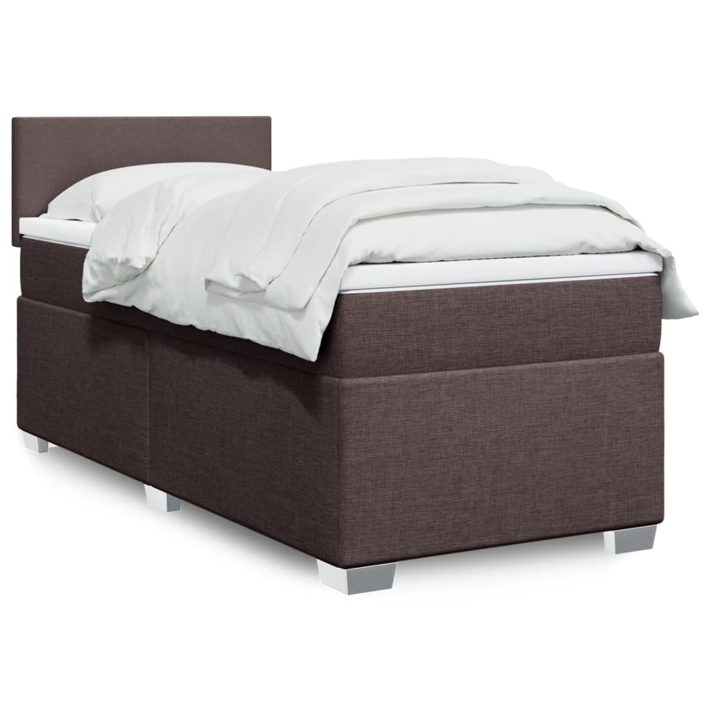 vidaXL Posteľný rám boxsping s matracom hnedý 90x200 cm látka