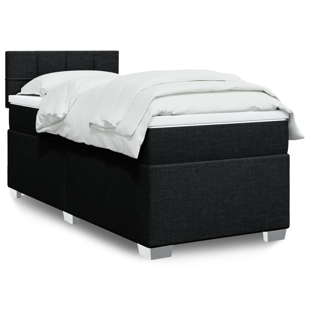 vidaXL Posteľný rám boxspring s matracom čierny 90x200 cm látka