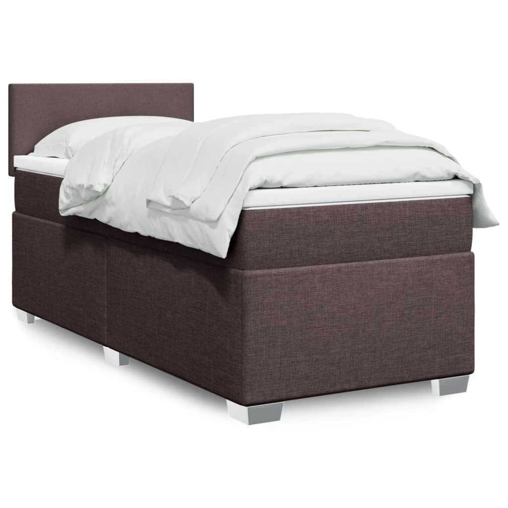 vidaXL Posteľný rám boxsping s matracom hnedý 90x200 cm látka