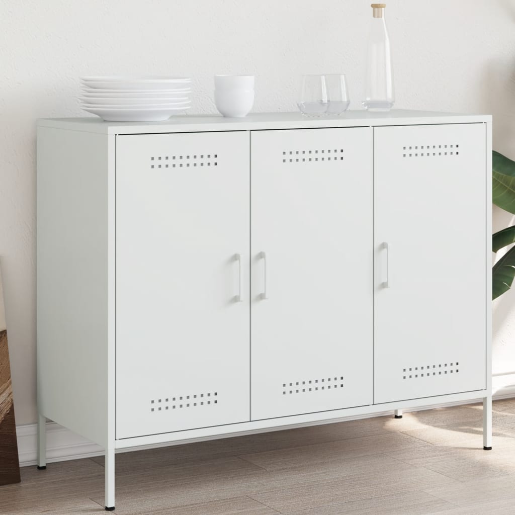 vidaXL Komoda bela 100,5x39x79 cm oceľ