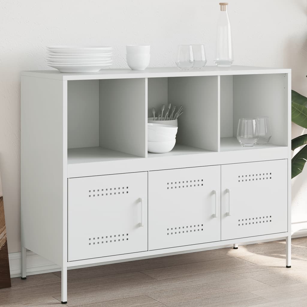 vidaXL Komoda bela 100,5x39x79 cm oceľ