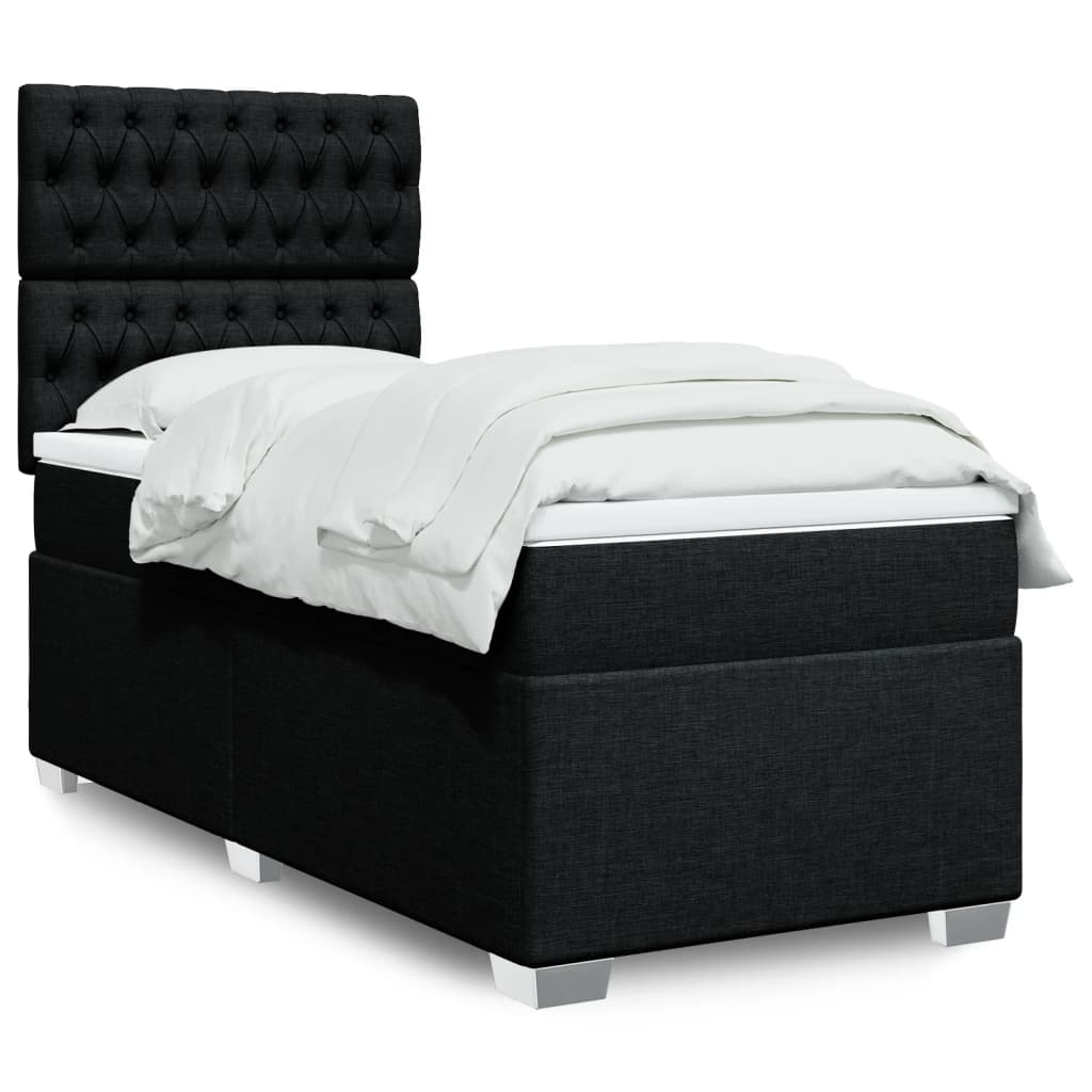vidaXL Posteľný rám boxspring s matracom čierny 90x200 cm látka