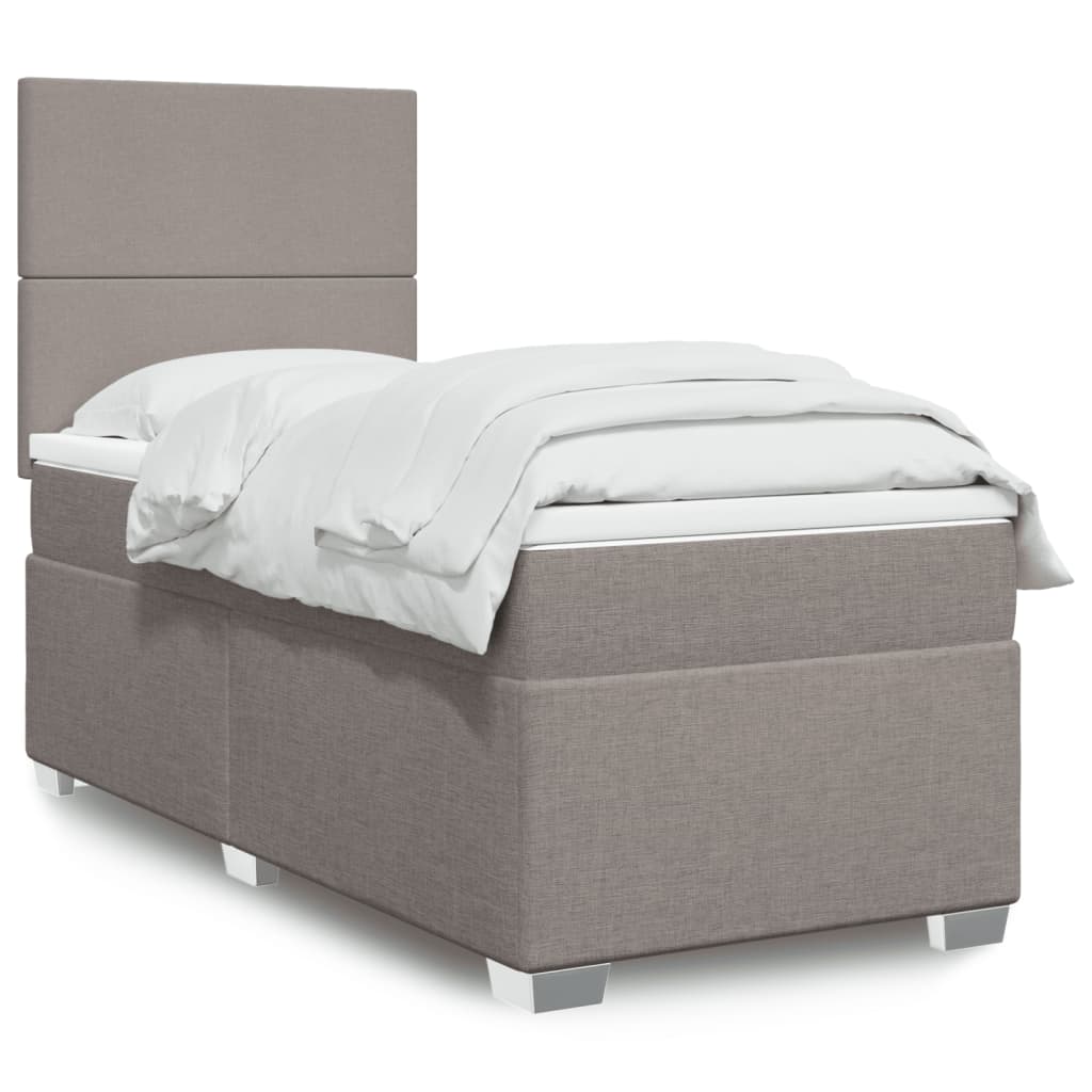 vidaXL Posteľný rám boxsping s matracom sivohnedý 90x200 cm látka