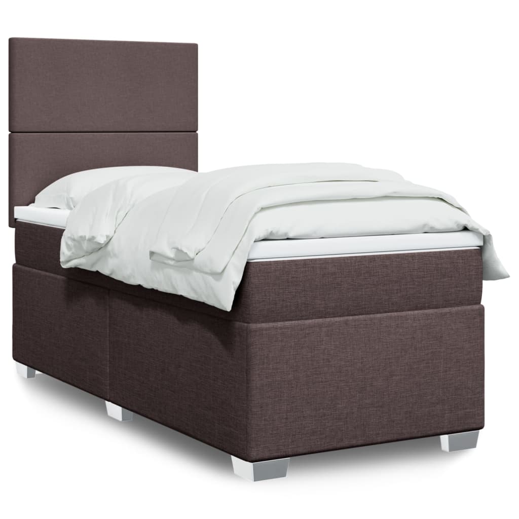 vidaXL Posteľný rám boxsping s matracom hnedý 90x200 cm látka
