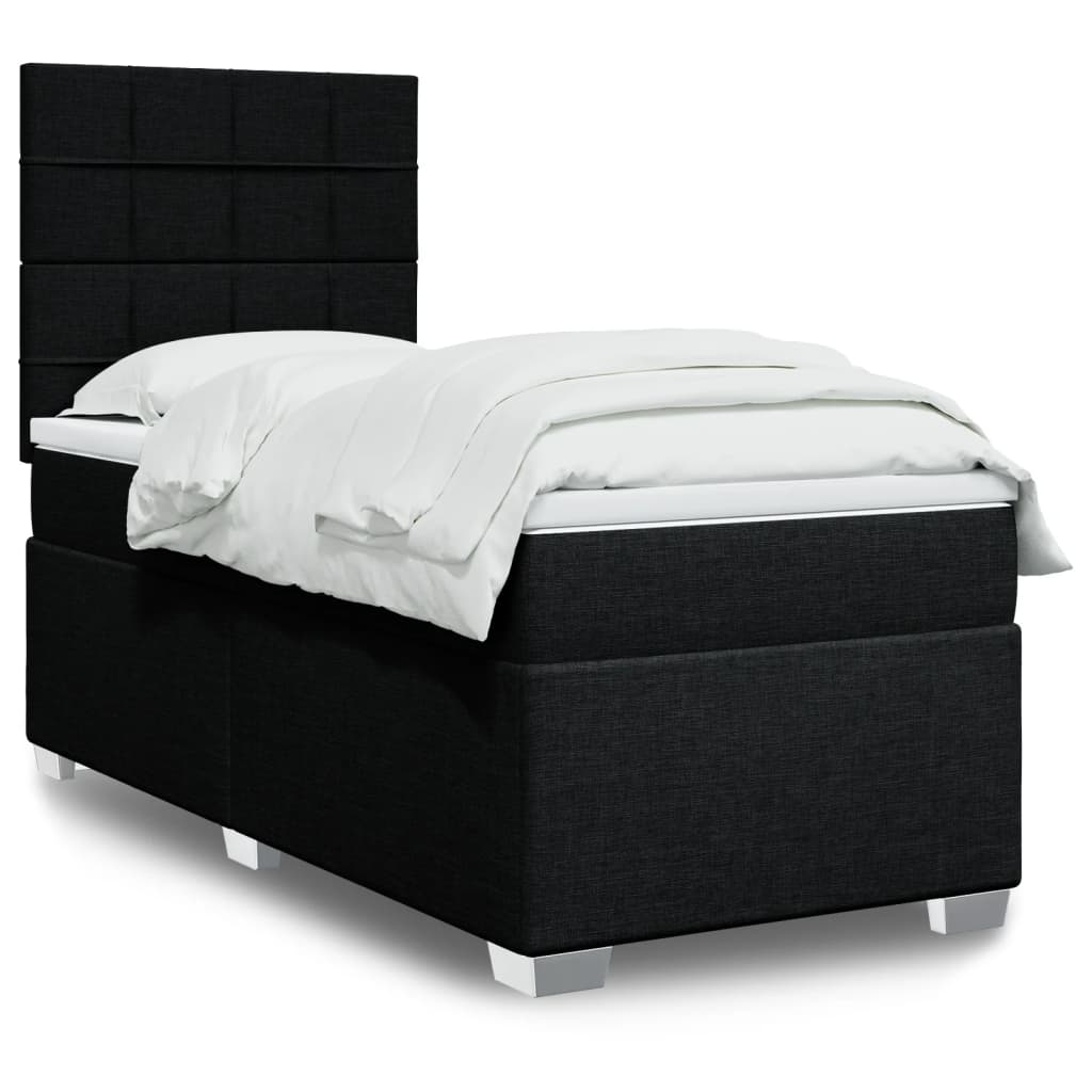 vidaXL Posteľný rám boxspring s matracom čierny 90x200 cm látka