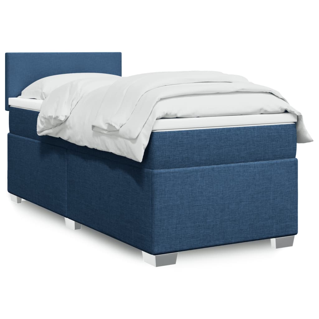 vidaXL Posteľný rám boxspring s matracom modrý 90x200 cm látka