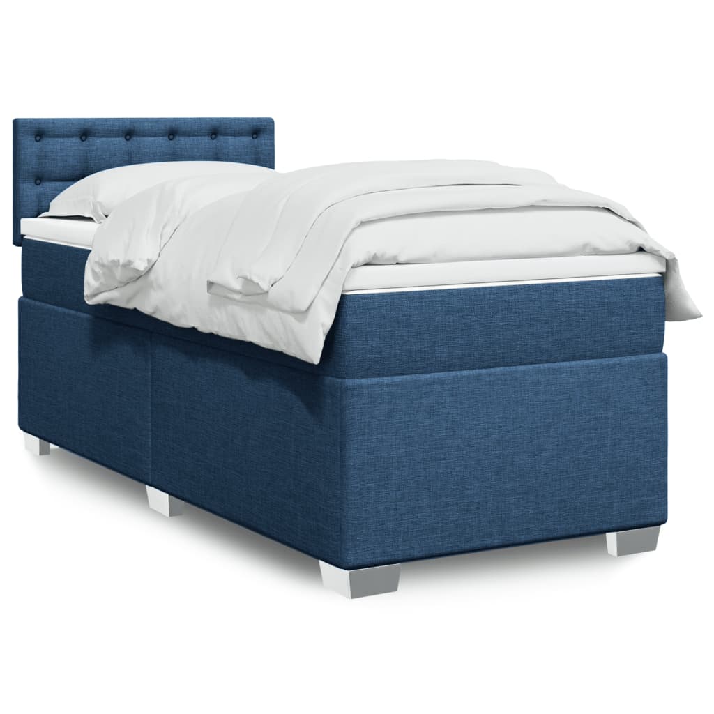 vidaXL Posteľný rám boxspring s matracom modrý 90x200 cm látka