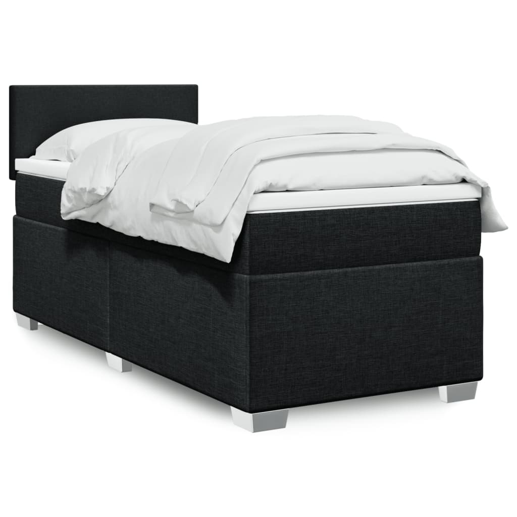 vidaXL Posteľný rám boxspring s matracom čierny 90x200 cm látka